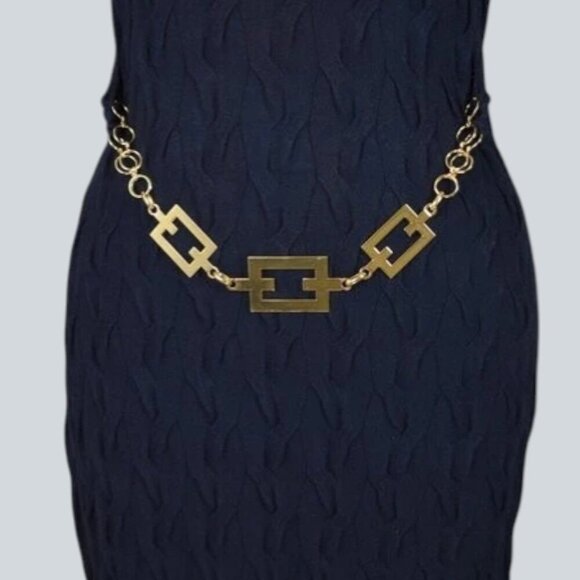 MILLY NAVY CABLE KNIT CHAIN SWEATER DRESS - Picture 3 of 7